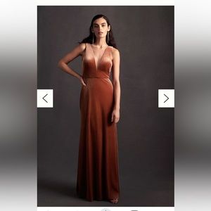 JENNY YOO LOGAN VELVET MAXI DRESS CINNAMON ROSE